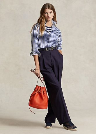 Pantalon droit en laine mélangée bleu marine Ralph Lauren pour femme Pantalon droit en laine mélangée bleu marine Ralph Lauren pour femme