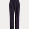 Pantalon droit en laine mélangée bleu marine Ralph Lauren pour femme