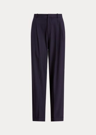 Pantalon droit en laine mélangée bleu marine Ralph Lauren pour femme Pantalon droit en laine mélangée bleu marine Ralph Lauren pour femme