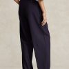 Pantalon droit en laine mélangée bleu marine Ralph Lauren pour femme