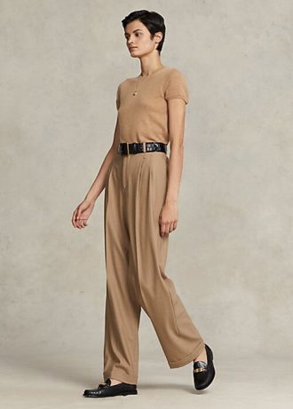 Pantalon droit en laine mélangée marron Ralph Lauren pour femme