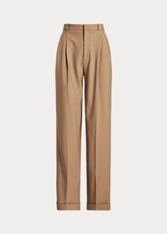 Pantalon droit en laine mélangée marron Ralph Lauren pour femme