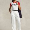 Pantalon droit en satin blanc Ralph Lauren pour femme Pantalon droit en satin blanc Ralph Lauren pour femme
