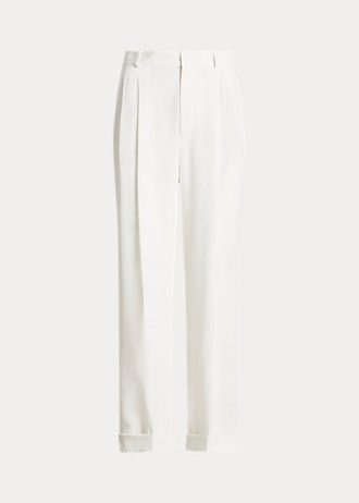 Pantalon droit en satin blanc Ralph Lauren pour femme