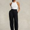 Pantalon droit en satin noir Ralph Lauren pour femme Pantalon droit en satin noir Ralph Lauren pour femme
