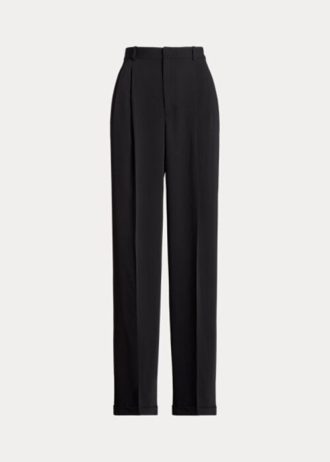 Pantalon droit en satin noir Ralph Lauren pour femme