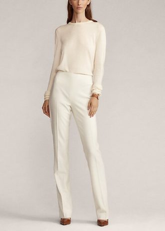 Pantalon en crêpe de laine Alandra de Ralph Lauren pour femme, couleur crème
