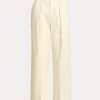 Pantalon femme Ralph Lauren en coton extensible double face crème à la cheville Pantalon femme Ralph Lauren en coton extensible double face crème à la cheville