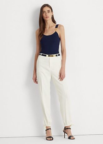 Pantalon fuselé en cady extensible Ralph Lauren crème pour femme
