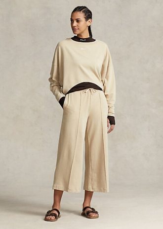 Pantalon large court en polaire beige Ralph Lauren pour femme