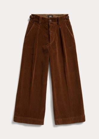 Pantalon large court en velours côtelé marron pour femme Ralph Lauren