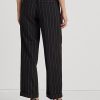 Pantalon large en crêpe de laine à rayures noires Ralph Lauren pour femme