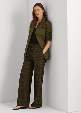 Pantalon large en crêpe à imprimé zèbre Olive Ralph Lauren pour femme