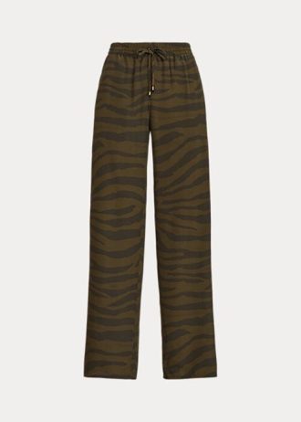 Pantalon large en crêpe à imprimé zèbre Olive Ralph Lauren pour femme