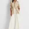 Pantalon large en crêpe plissé crème Ralph Lauren pour femme Pantalon large en crêpe plissé crème Ralph Lauren pour femme