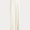 Pantalon large en crêpe plissé crème Ralph Lauren pour femme Pantalon large en crêpe plissé crème Ralph Lauren pour femme
