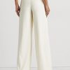 Pantalon large en crêpe plissé crème Ralph Lauren pour femme Pantalon large en crêpe plissé crème Ralph Lauren pour femme