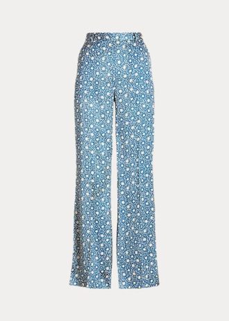 Pantalon large en satin bleu à motif étoile Ralph Lauren pour femme