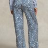 Pantalon large en satin bleu à motif étoile Ralph Lauren pour femme
