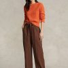 Pantalon large en soie mélangée marron Ralph Lauren pour femme Pantalon large en soie mélangée marron Ralph Lauren pour femme