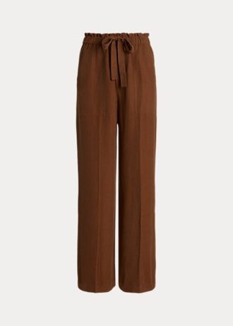 Pantalon large en soie mélangée marron Ralph Lauren pour femme Pantalon large en soie mélangée marron Ralph Lauren pour femme