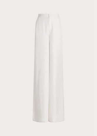 Pantalon large en soie Shantung Elaine de Ralph Lauren pour femme blanc