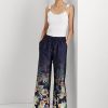 Pantalon large à imprimé floral Ralph Lauren bleu marine pour femme