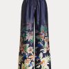 Pantalon large à imprimé floral Ralph Lauren bleu marine pour femme