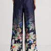 Pantalon large à imprimé floral Ralph Lauren bleu marine pour femme