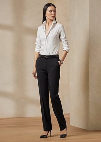 Pantalon noir en crêpe de laine extensible Seth Ralph Lauren pour femme