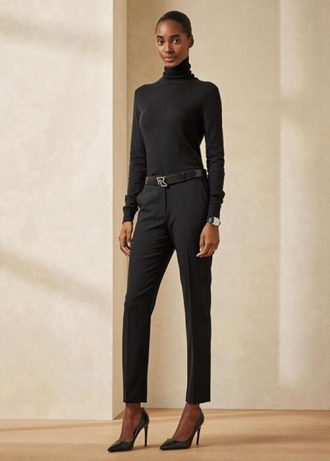 Pantalon noir en laine vierge Ralph Lauren Simone pour femme