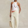 Pantalon pull en cachemire et laine côtelés Ralph Lauren pour femme, couleur crème Pantalon pull en cachemire et laine côtelés Ralph Lauren pour femme, couleur crème