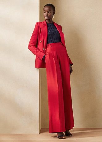 Pantalon Ralph Lauren Graciela en soie shantung pour femme rouge