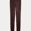 Pantalon skinny en cuir d&rsquo;agneau extensible chocolat Ralph Lauren pour femme