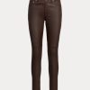 Pantalon skinny en cuir nappa marron Ralph Lauren pour femme