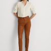Pantalon skinny taille haute en cuir marron Ralph Lauren pour femme