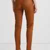 Pantalon skinny taille haute en cuir marron Ralph Lauren pour femme