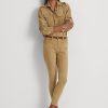 Pantalon skinny taille haute en daim kaki Ralph Lauren pour femme