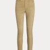 Pantalon skinny taille haute en daim kaki Ralph Lauren pour femme