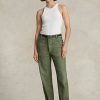 Pantalon utilitaire en satin de coton olive Ralph Lauren pour femme