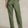 Pantalon utilitaire en satin de coton olive Ralph Lauren pour femme