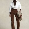 Pantalon évasé en daim d’agneau chocolat pour femme Ralph Lauren Pantalon évasé en daim d’agneau chocolat pour femme Ralph Lauren