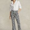 Pantalon évasé en satin noir à motif graphique Ralph Lauren pour femme