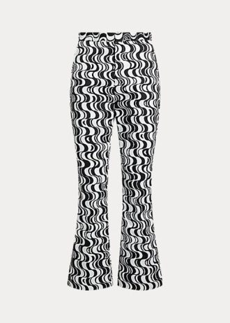 Pantalon évasé en satin noir à motif graphique Ralph Lauren pour femme