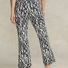 Pantalon évasé en satin noir à motif graphique Ralph Lauren pour femme