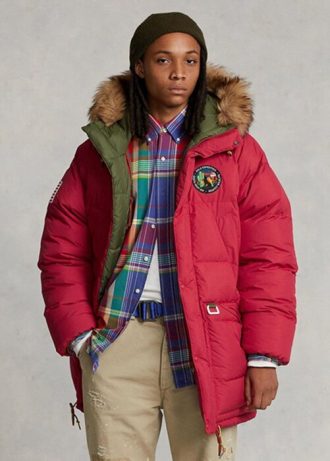 Parkas réversibles en duvet rouges Ralph Lauren pour hommes