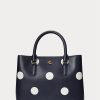 Petit sac cartable Marcy en cuir à pois Ralph Lauren bleu marine/vanille raffiné pour femme