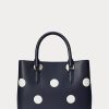 Petit sac cartable Marcy en cuir à pois Ralph Lauren bleu marine/vanille raffiné pour femme