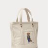 Petit sac fourre-tout en toile Ralph Lauren pour femme, motif Polo Bear de la Nouvelle-Orléans, écru et multicolore