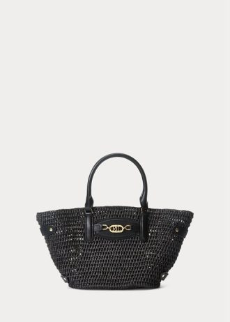Petits sacs fourre-tout Daphney en paille noire pour femme Ralph Lauren